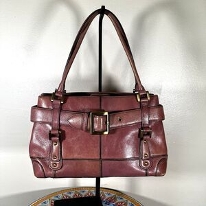 Y2K Maxx New York Dusty Rose Genuine Leather Top Handle Handbag Purse Retro